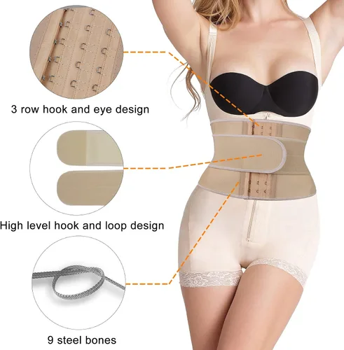 Vista 6 de Atbuty Entrenadores de cintura de torso corto para mujer, corsé debajo del busto, de látex, faja deportiva de reloj de arena