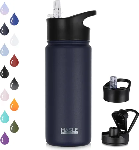 Vista 14 de HASLE OUTFITTERS Botella de agua aislada de 16 onzas para niños, botella de agua de acero inoxidable de doble pared al vacío, a prueba de fugas