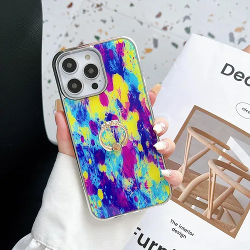 Vista 3 de Funda para iPhone 14 Pro Max híbrida de poliuretano termoplástico plateado con parte trasera dura, patrón floral, funda protectora para teléfono