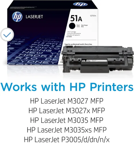 Vista 2 de HP Cartucho de tóner negro original 51A funciona LaserJet serie P3005 LaserJet M3027, M3035 MFP Series Q7551A
