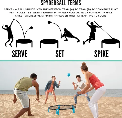 Vista 6 de Conjuntos de juegos al aire libre Franklin Sports – PicklePop + Spyderball – Incluye redes, pelotas, palas + bolsas de transporte – Diversión