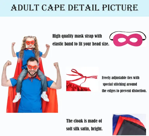 Vista 4 de Adult Superhero Capes and Masks - Superhero Party Capes Men & Women Party Dress Up-4 Packs