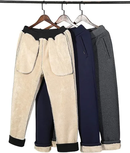 Vista 4 de Gihuo Pantalones de forro polar cálidos de invierno para hombre