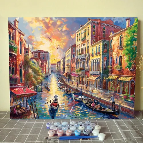 Vista 46 de Tucocoo Bumbers - Pintura de paisaje de puerta para adultos, paisaje de lago, pintura por números, pintura acrílica, lienzo junto al lago, plantas