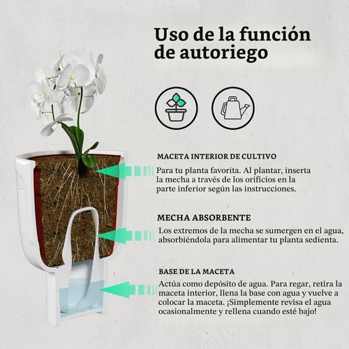 Vista 4 de Macetas para plantas de interior – Macetas altas de cerámica de riego automático de 7 pulgadas, maceta blanca mate con drenaje y maceta