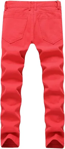 Vista 2 de LONGBIDA Jeans ajustados rasgados para hombre, elásticos, ajustados, con agujeros de moda