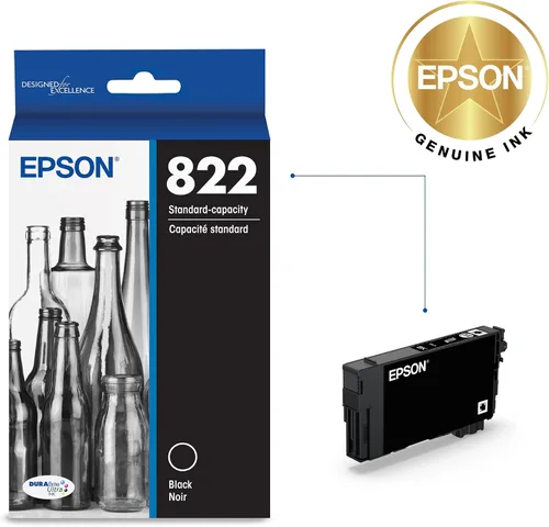Vista 2 de Epson 822 DURABrite Ultra Ink Standard Capacity Black Cartridge (T822120-S) Funciona con WorkForce Pro WF-3820, WF-3823, WF-4820, WF-4830, WF-4833