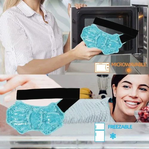 Vista 7 de Envoltura de terapia de hielo para tobillos/deportes, paquete de gel de hielo frío caliente con soporte ajustable para esguinces de tobillos