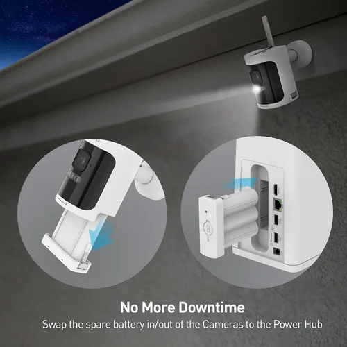 Vista 8 de Kit de seguridad inalámbrico AllSecure650™ 2K con 4 cámaras sin cables y NVR Power Hub