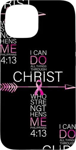 Vista 6 de Breast Cancer Phone Cases Women Philippians 4:13 Pink Cancer Case for iPhone 17