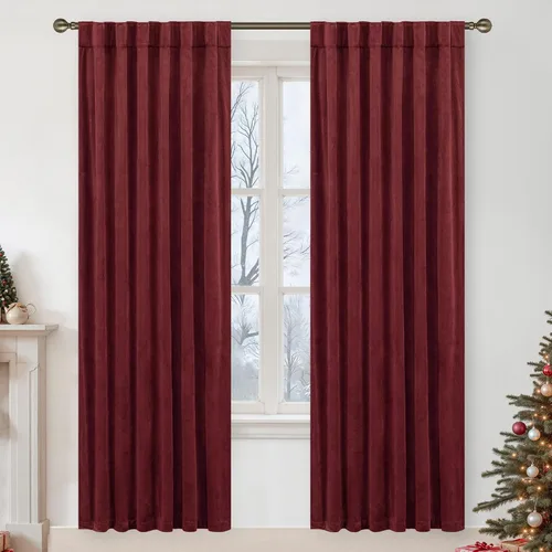 Vista 43 de LAMIT - Paneles de terciopelo beige para sala de estar de 72 pulgadas de largo, elegantes cortinas aisladas térmicamente e insonorizadas