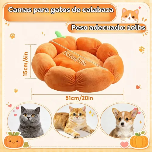 Vista 2 de RattanView Cojín para gatos y mascotas, para gato, calabaza, 20 x 19 x 6