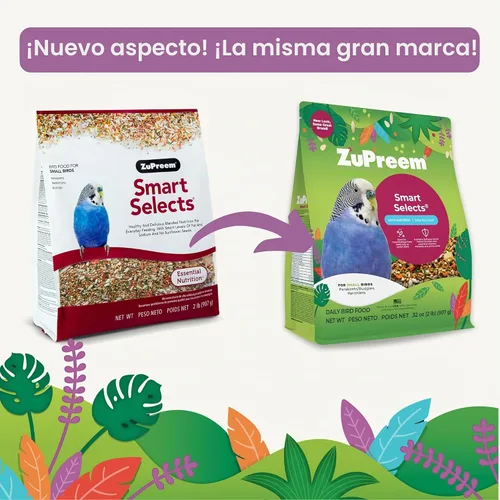Vista 3 de ZuPreem Smart Selects - Alimento para pájaros pequeños, 2 libras, alimentación diaria para periquitos, periquitos, loros