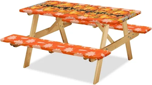 Vista 14 de Funda de mesa de picnic con fundas de banco, resistente al viento, resistente a las manchas, mantel de camping y accesorios de viaje, juego de 3