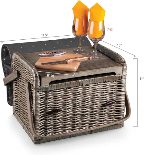 Vista 4 de Kabrio - Cesta de picnic para vino y queso, colección (Anthology Collection - Gris con detalles dorados)