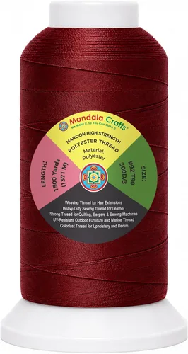 Vista 21 de Mandala Crafts Airforce Blue Tex 70 - Hilo de poliéster para tapicería 1500 Yds T70 UV Resistant Strong Thread for Leather Sewing, Marine