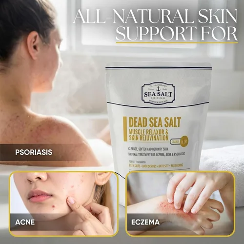 Vista 4 de Sea Salt Superstore Sal natural del Mar Muerto para remojar, sales minerales de grano grueso de Israel, que apoyan la relajación muscular