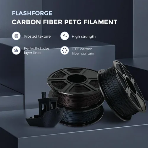 Vista 2 de FLASHFORGE Filamento PETG de fibra de carbono de 0.069 pulgadas, filamento de impresora 3D PETG de fibra de carbono, carrete de 2.2 libras