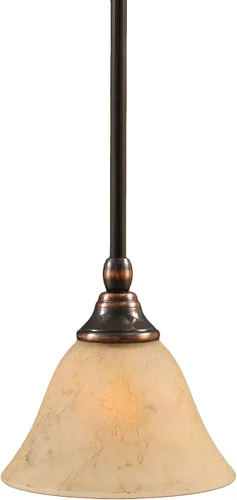 Vista 28 de Toltec Lighting Tallo Colgado Mini colgante, acabado de cobre negro, 3.5" cuadrado humo burbuja vidrio