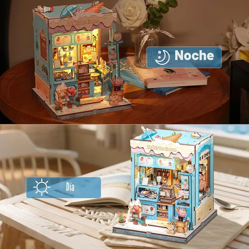 Vista 2 de CUTEBEE Kit de rincón de libros, kit de casa de muñecas en miniatura