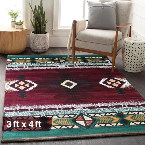 Vista 78 de YHSF South West - alfombra estilo nativo americano del suroeste C318 - fácil de limpiar, gruesa, suave, duradera, alfombra inspirada en tribus
