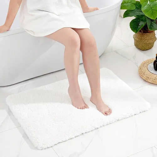 Vista 28 de Disolla - Alfombra antideslizante pequeña y esponjosa para el suelo del baño, lavable, afelpada, para ducha, absorbente, color beige, 17 x 24