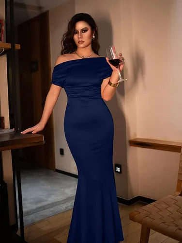 Vista 7 de KnoInt Vestido largo formal para mujer, elegante, con mangas, para fiesta de noche