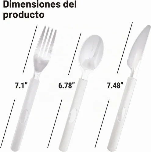 Vista 5 de 3X Horquillas de plástico transparente resistentes envueltas individualmente, resistentes como cubiertos de plata, paquete de 100 horquillas