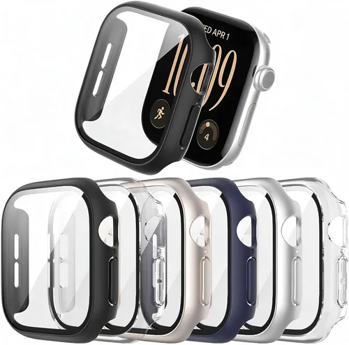 Vista 19 de COMMUTER - Juego de 4 fundas compatibles con Apple Watch de 40 mm Series SE 3ra Gen 2025 SE 2/1 6 5 4 con protector de pantalla de vidrio templado