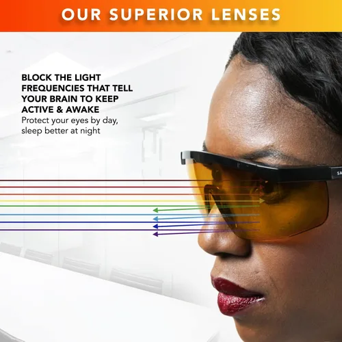 Vista 6 de Lentes ámbar que mejoran el sueño, lentes de bloqueo anti azul y verde, para uso nocturno, mejores lentes para dormir por la noche, reducen