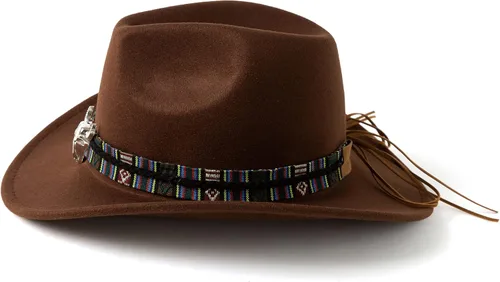 Vista 3 de Gossifan Sombreros clásicos vaqueros occidentales para mujer con cinturón ancho