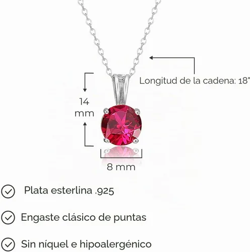 Vista 5 de Amazon Essentials Collar con colgante de piedra natal de corte redondo de plata esterlina de 18