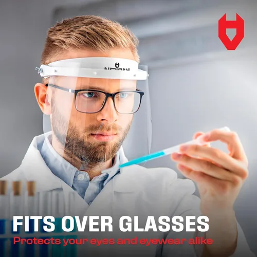 Vista 7 de NoCry Máscara de protección facial con diadema ajustable y 2 viseras de plástico reutilizables — Diseño abatible con bisagras de metal duraderas
