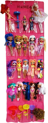 Vista 4 de HOME4 Soporte organizador de almacenamiento para colgar sobre la puerta, 25 bolsillos, compatible con juguetes sorpresa, muñecas, Omg, Barbie Lol