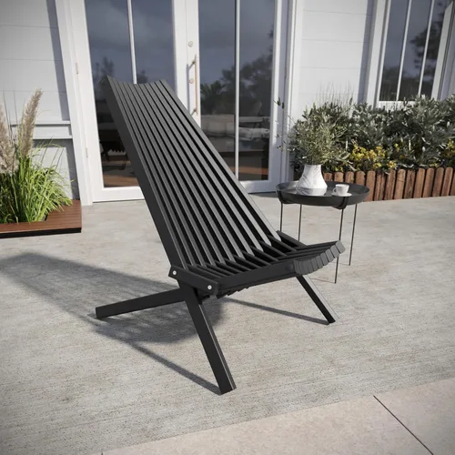 Vista 2 de Flash Furniture Delia Commercial - Silla plegable de madera para interiores y exteriores, salón de perfil bajo para patio, porche o jardín, versátil