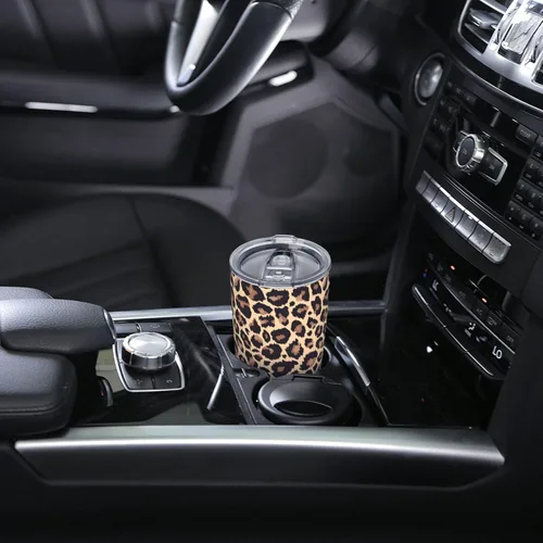 Vista 5 de Yobvec - Vaso con estampado de guepardo, con tapa y popote, de 20 onzas, taza aislada de acero inoxidable, regalos con estampado de leopardo