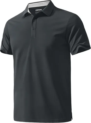 Vista 8 de MAGNIVIT Camisas polo de manga corta para hombre, camisas de golf atléticas que absorben la humedad, camisa casual de algodón con cuello de 3 botones