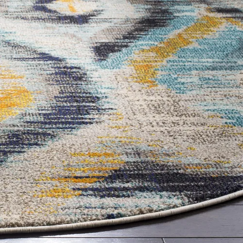 Vista 3 de SAFAVIEH Monaco Collection Accent Rug - 4' Round, Blue & Multi, Ogee Trellis Watercolor Distressed Design, Non-Shedding & Easy Care, Ideal for High