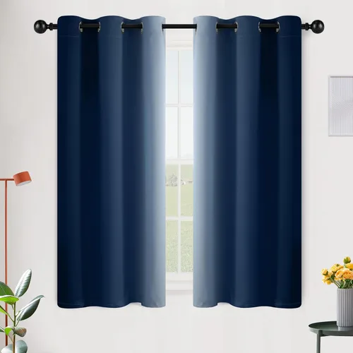 Vista 232 de SimpleHome Cortinas degradadas degradadas para oscurecer la habitación de 36 pulgadas de largo para dormitorio, con ojales y bloqueo de luz Negro