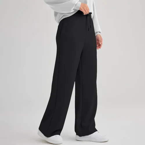 Vista 4 de Gumipy AirEssentials - Pantalones deportivos de pierna ancha para mujer, pantalones de pierna ancha para otoño, holgados, acampanados, cintura alta