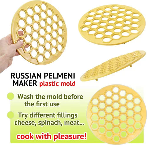 Vista 7 de Molde de bolas de masa hervida para ravioles rusos - Molde plástico Pelmeni - Carne de pelmeni siberiano - Máquina para hacer bolas de masa