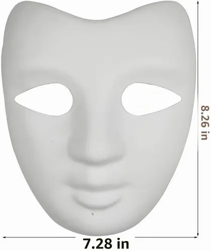 Vista 2 de 12 máscaras de papel maché en blanco, máscaras faciales completas