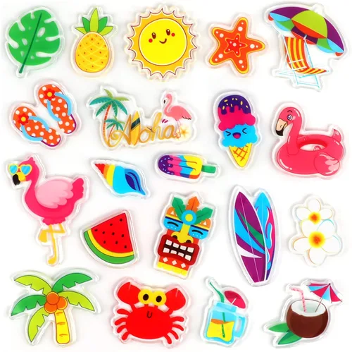 Vista 21 de 20 calcomanías de gel grueso para fiestas de playa, para verano, piscina, ventana, calcomanías para niños, niños pequeños y adultos, hogar, avión
