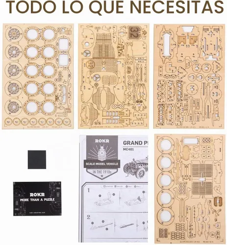 Vista 6 de ROKR Rompecabezas 3D de madera para adultos - Kits de modelo de coche mecánico - Rompecabezas para ejercitar la mente - Kits de construcción