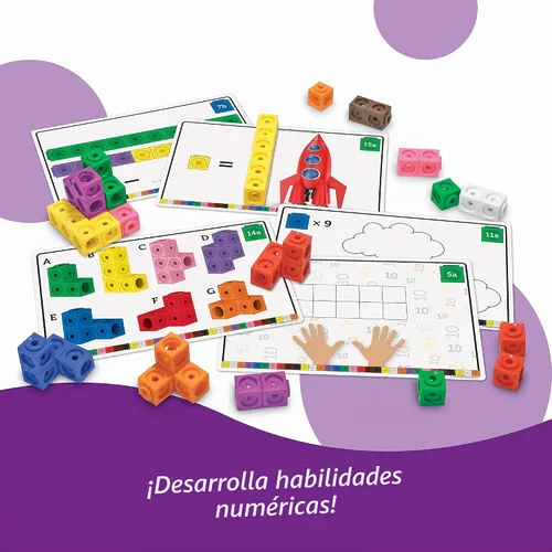Vista 3 de Learning Resources MathLink Cubes Conjunto de Actividades de Matemáticas Tempranas - 115 Piezas, Edades 4+, Imprescindibles para el Aula