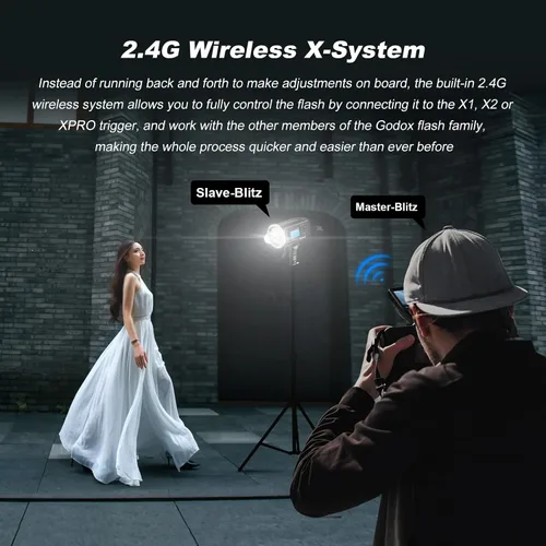 Vista 2 de Godox AD600BM Montura Bowens 600Ws GN87 Flash estroboscópico de alta velocidad para exteriores y estudio monoluz con sistema inalámbrico 2.4G X