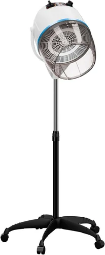 Vista 11 de Secador de pelo profesional de 1300W ajustable con capucha, de pie, base giratoria, con ruedas, para salón. Negro