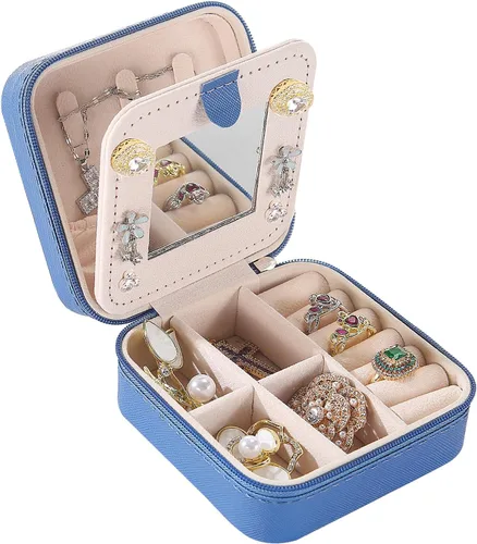Vista 20 de KElofoN Estuche de viaje para joyas Caja de viaje para joyas Organizador de joyas de viaje Pequeño estuche organizador de joyas para niñas y mujeres