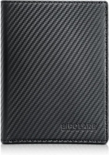 Vista 19 de Polare - Cartera de viaje de piel con bloqueo RFID para hombres y mujeres, Negro -, Cartera con bloqueo RFID