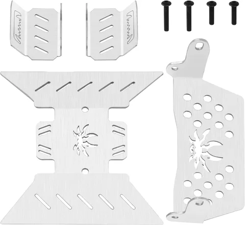 Vista 2 de ShareGoo - Placa deslizante de acero inoxidable a control remoto, protección de placa protectora de chasis RC compatible con Axial SCX10-III